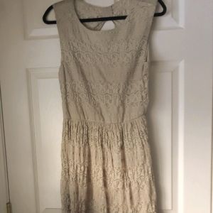 Three Pink Hearts Beige Lace Dress (M-J)